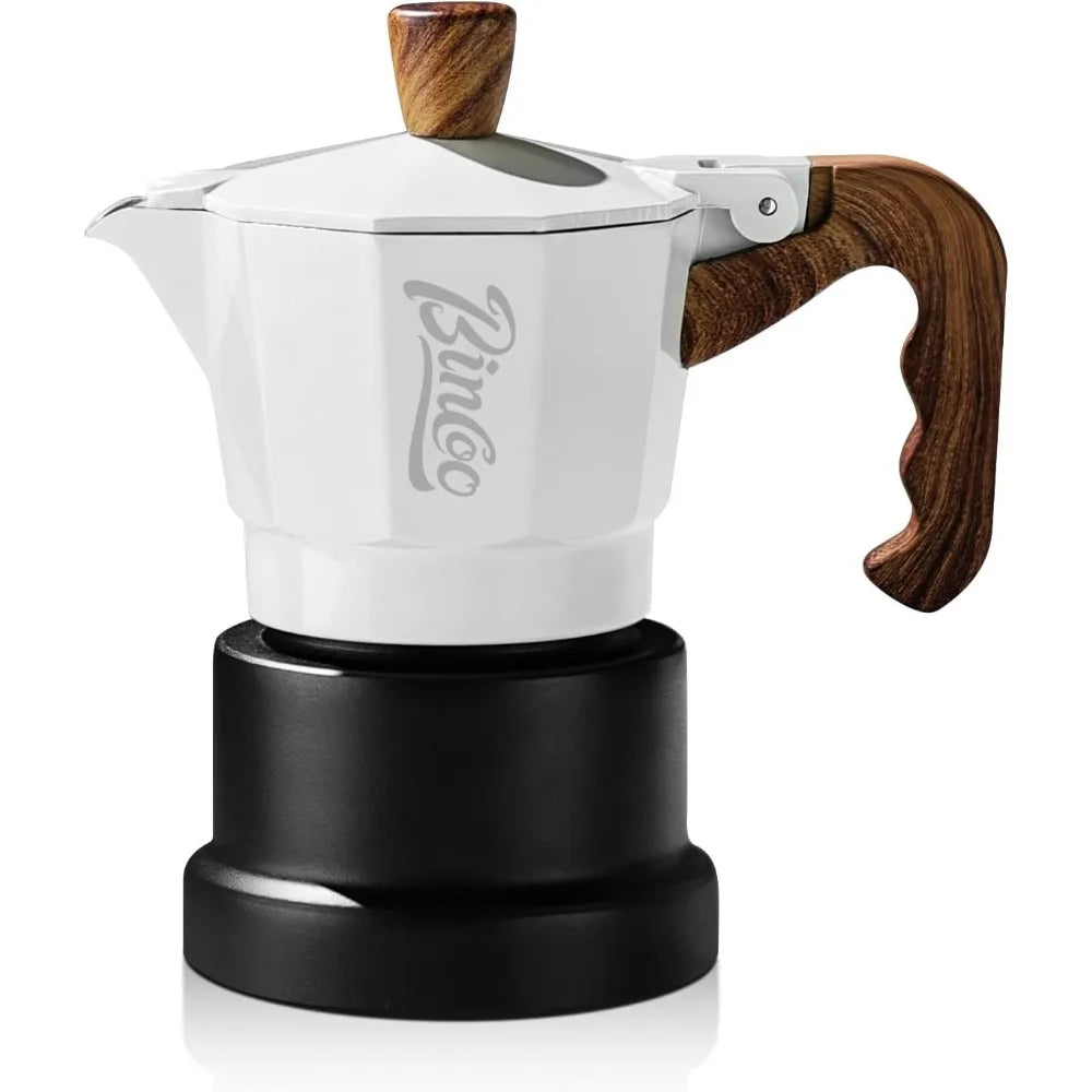 Three Espresso Maker Stovetop,Camping Moka Pot 2 Cup/120ML,Stove Top Espresso Italian Coffee Maker