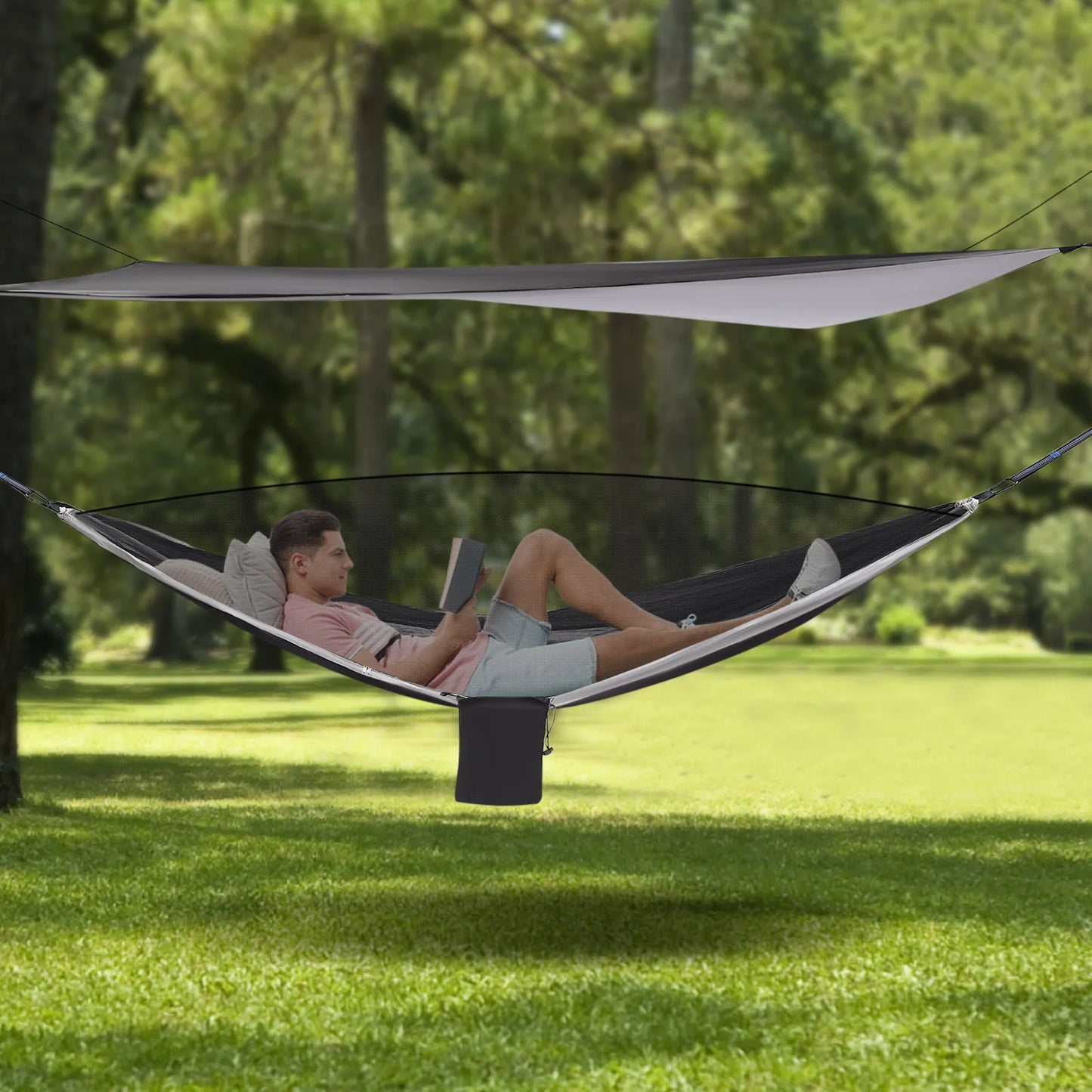 Camping Hammock, Hammocks with Mosquito Net Tent and Rain Fly Tarp, Hammock for Backpacking and Travel