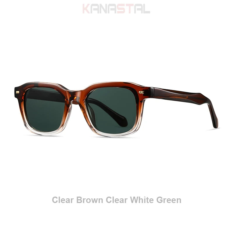 Men Polarized Sunglasses UV400 Square Acetate Eyeglasses Frames Anti Glare Goggles Fishing Cycling Hiking Golf Camping Sports