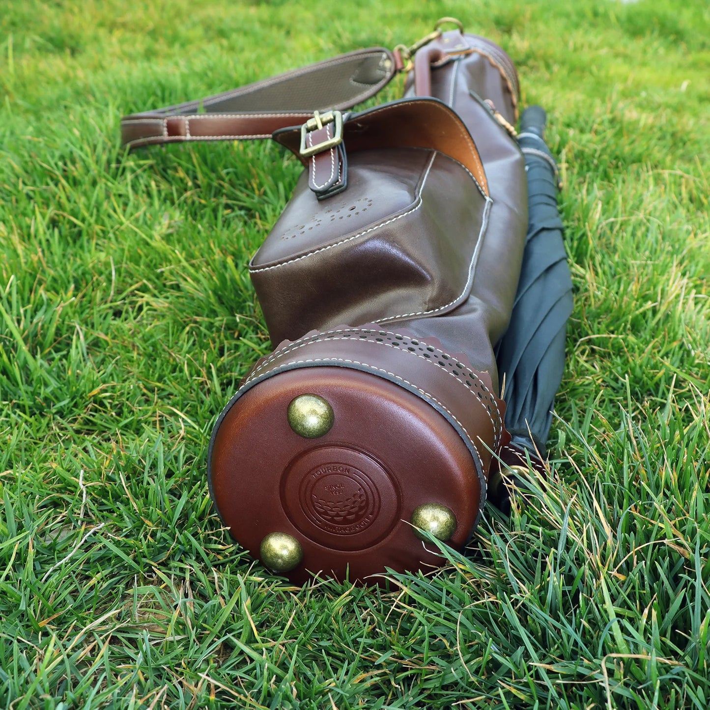 Tourbon Microfiber Leather Golf Club Carry Bag Vintage Pencil Style Sunday Bag for Driving Range Outdoor Brown
