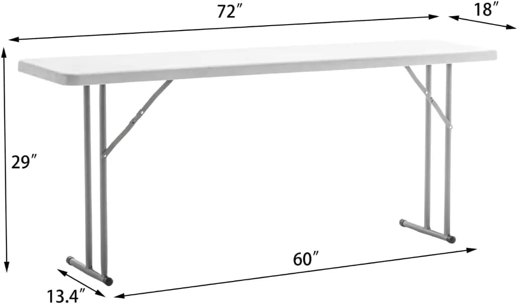 6-Foot White Granite Plastic Folding Table, 72" Long Portable Training Seminar Table for Indoor Outdoor Use