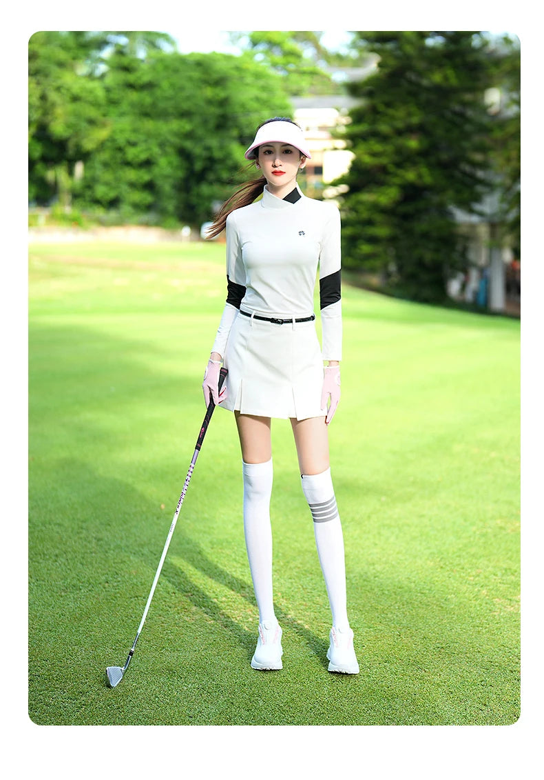 TTYGJ Golf Clothing Women Skirt Wrap Hip Skirt Tracksuit Fashion Half Skorts with Inner Short Lady Split Slim Workout Golf Skort