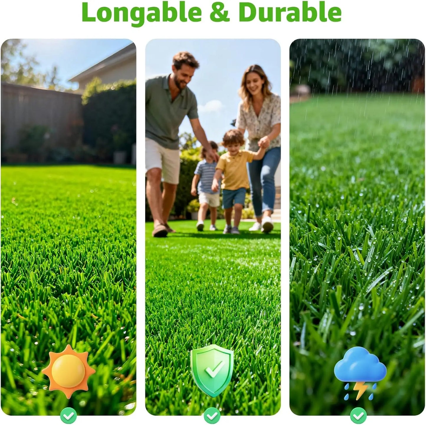 Realistic Artificial Turf Grass Mat with Drainage Holes - 4FT x 6FT Indoor Outdoor Pet Friendly Rug for Patio, Balcony, Backyard