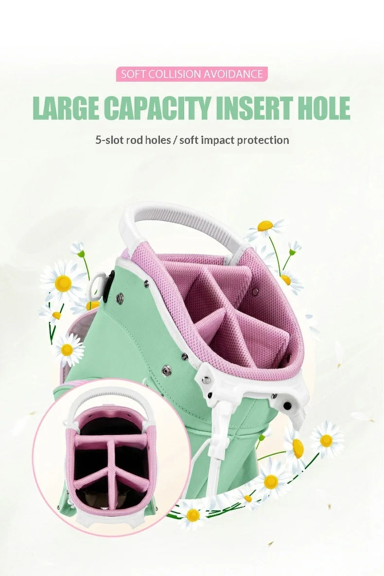 PGM Golf Bag Women's Stand Bag 5-Grid Insert Rod Hole Shoulder Strap Golf Bag Anti Splashing Water Ball Rod Bag QB188