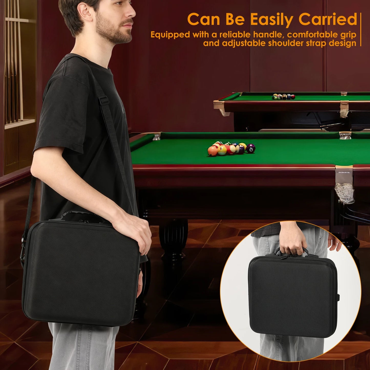 6/12/32 Holes Billiard Balls Storage Case with Shoulder Strap handle Portable Yoyo Ball Pool Ball Carry Case with Mesh Pocket