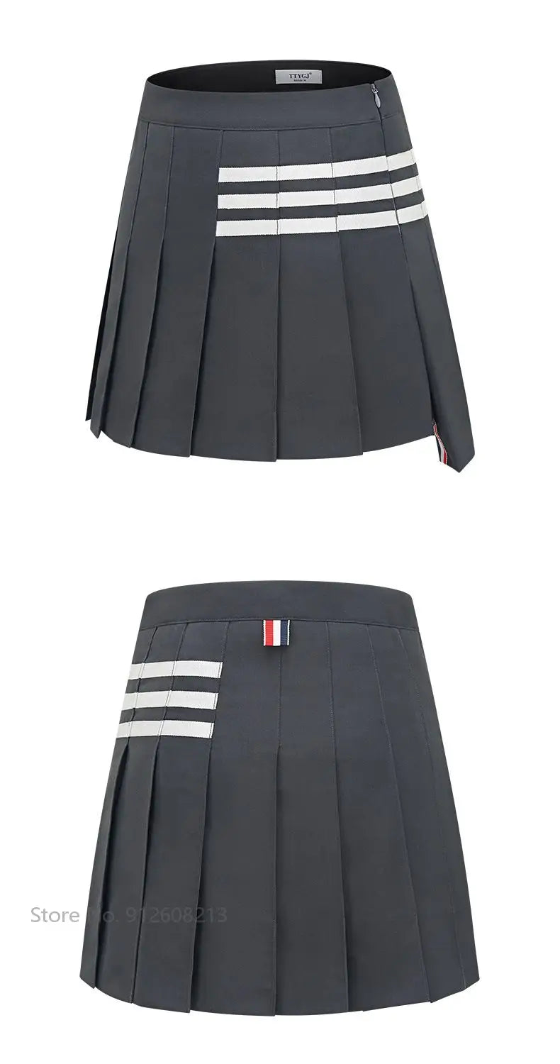 TTYGJ Ladies High Waist A-line Golf Skirt Women Irregular Pleated Sport Skorts Girls Slim Anti-exposure Pantskirts Golf Wear