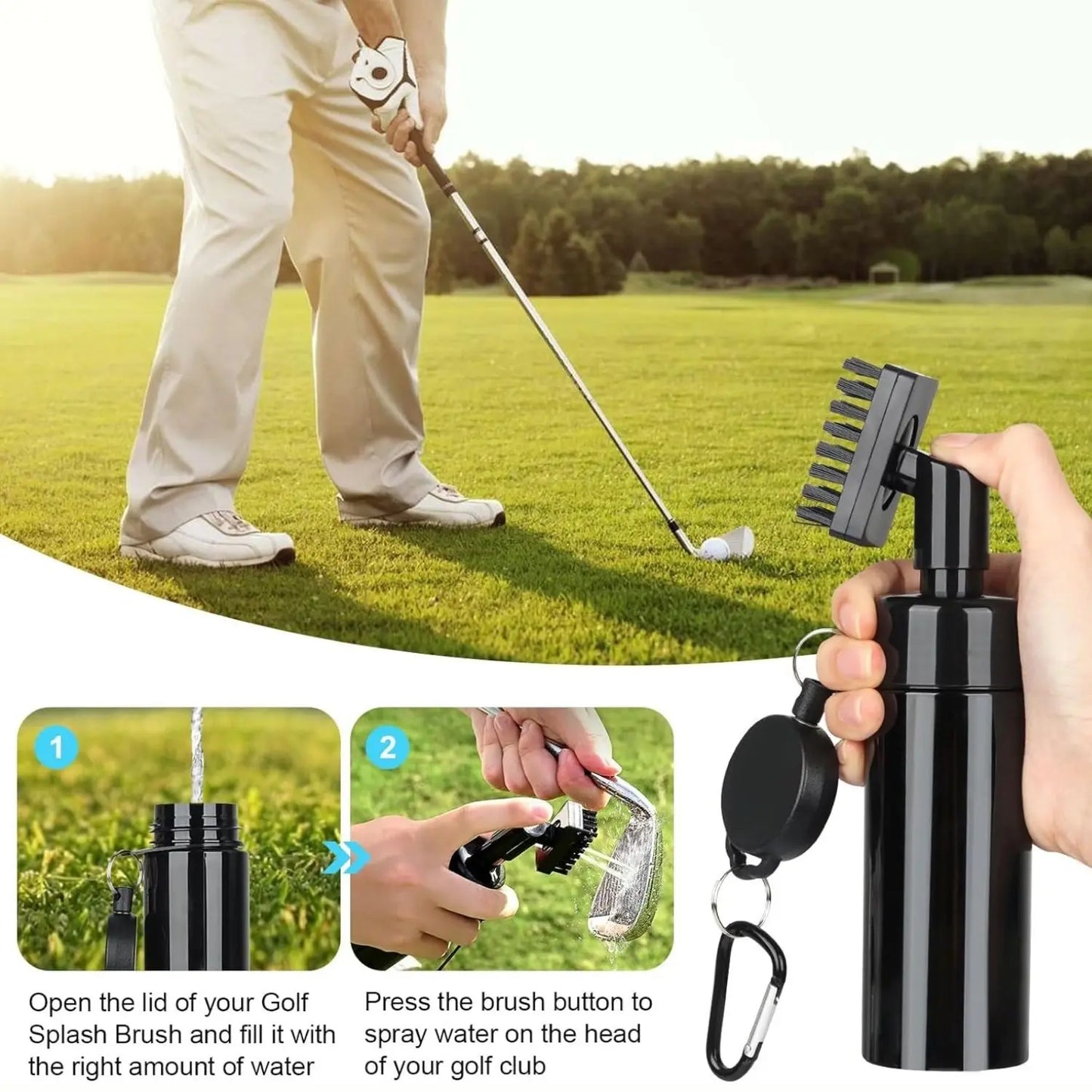 Golf Club Cleaning Kit with Golf Club Cleaner with Water Golf Towel Divot Repair Tool Groove Sharpener Golf Ball Alignment Kit