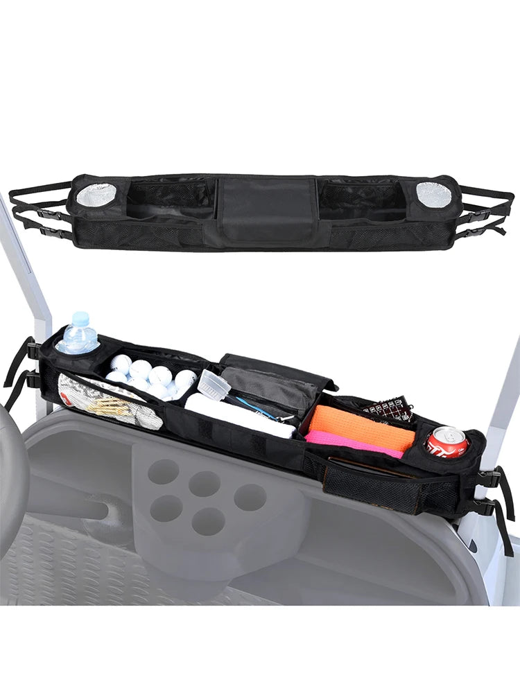 Golf cart front storage basket, portable golf cart specific storage rack