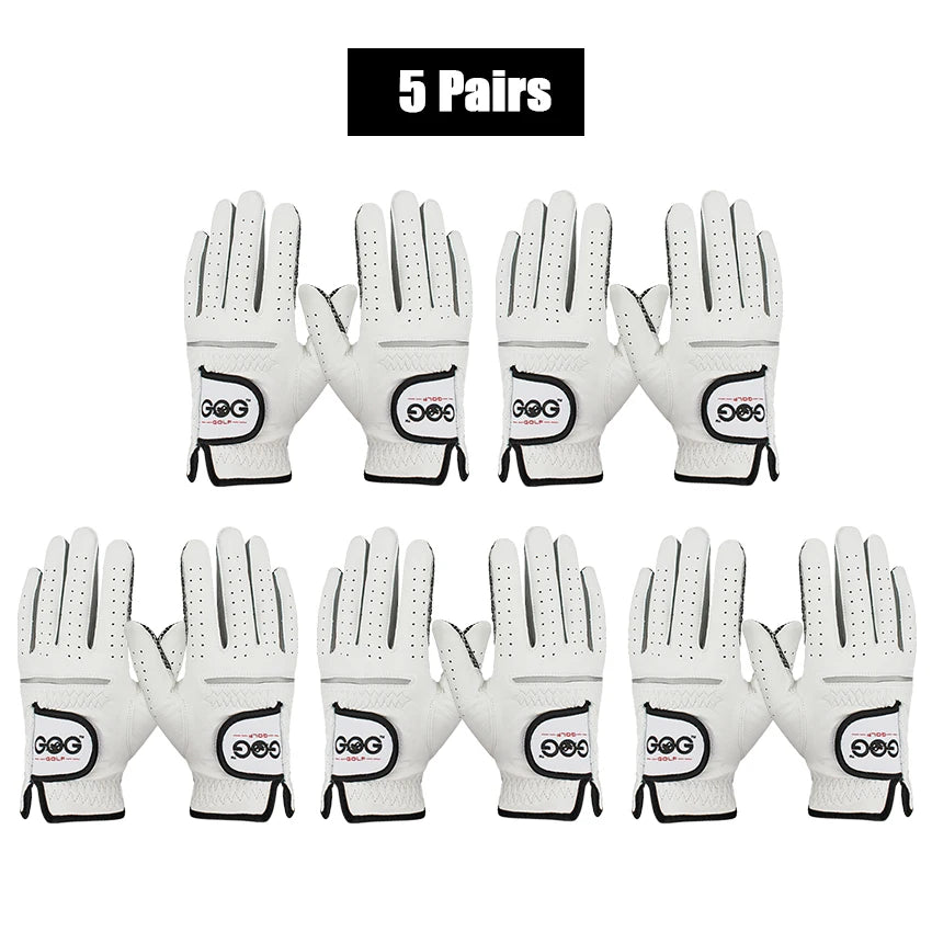 10pcs/5Pairs Golf Gloves Genuine Sheepskin leather Men Non-slip Sports gloves Left Right Hand For Golfer Men's Breathable