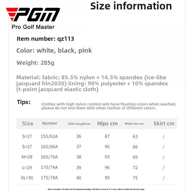 PGM Women's Golf Skirt Spring Summer Tennis Underpants Skirts QZ113