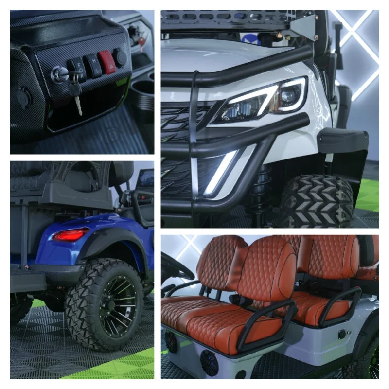 Top-of-the-line 4WD Golf Cart, 4x4 Aluminum Frame, Off-road CE Certified, Powerful Engine, MMC Professional Electric Golf Cart