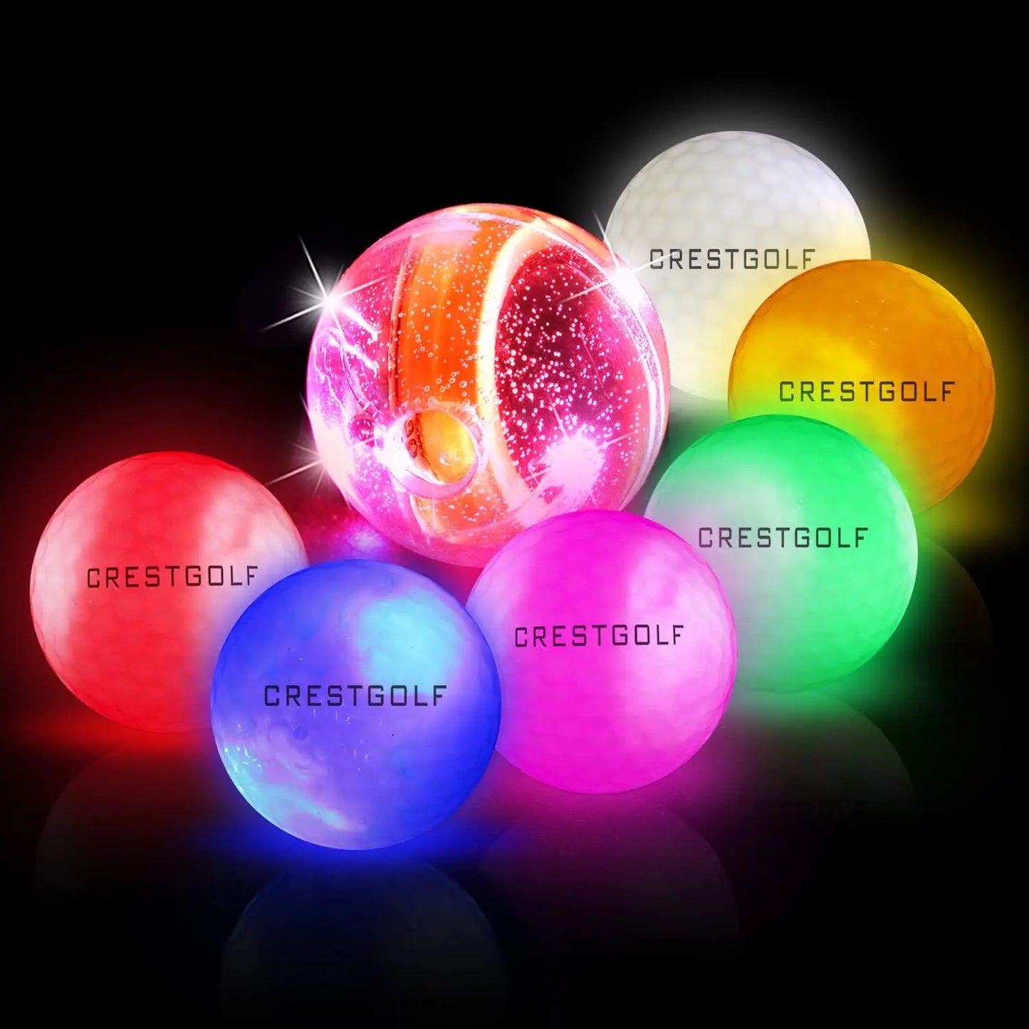 6Pcs Glow In The Dark Light Up Luminous LED Golf Balls 4 Built-in Lights For Night Practice Gift for Golfers