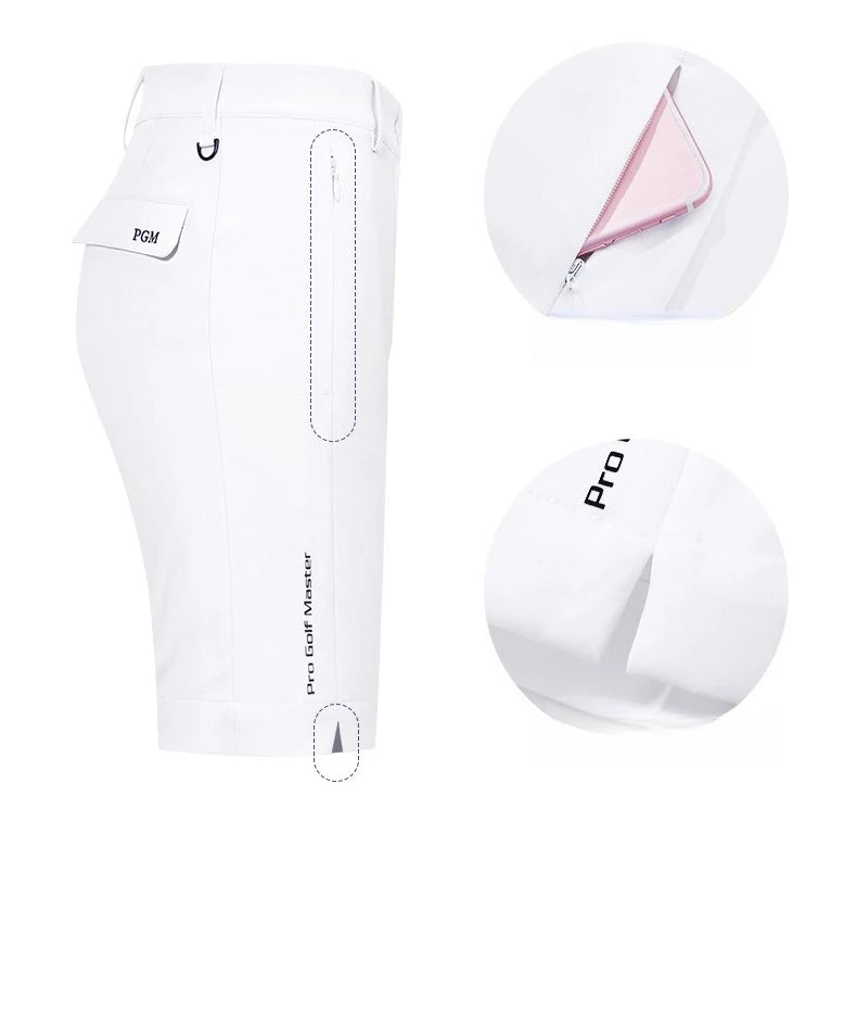 PGM Women Golf Shorts Summer Waterproof Elastic Split Pants Legs Five Leg Pants Sportswear KUZ129
