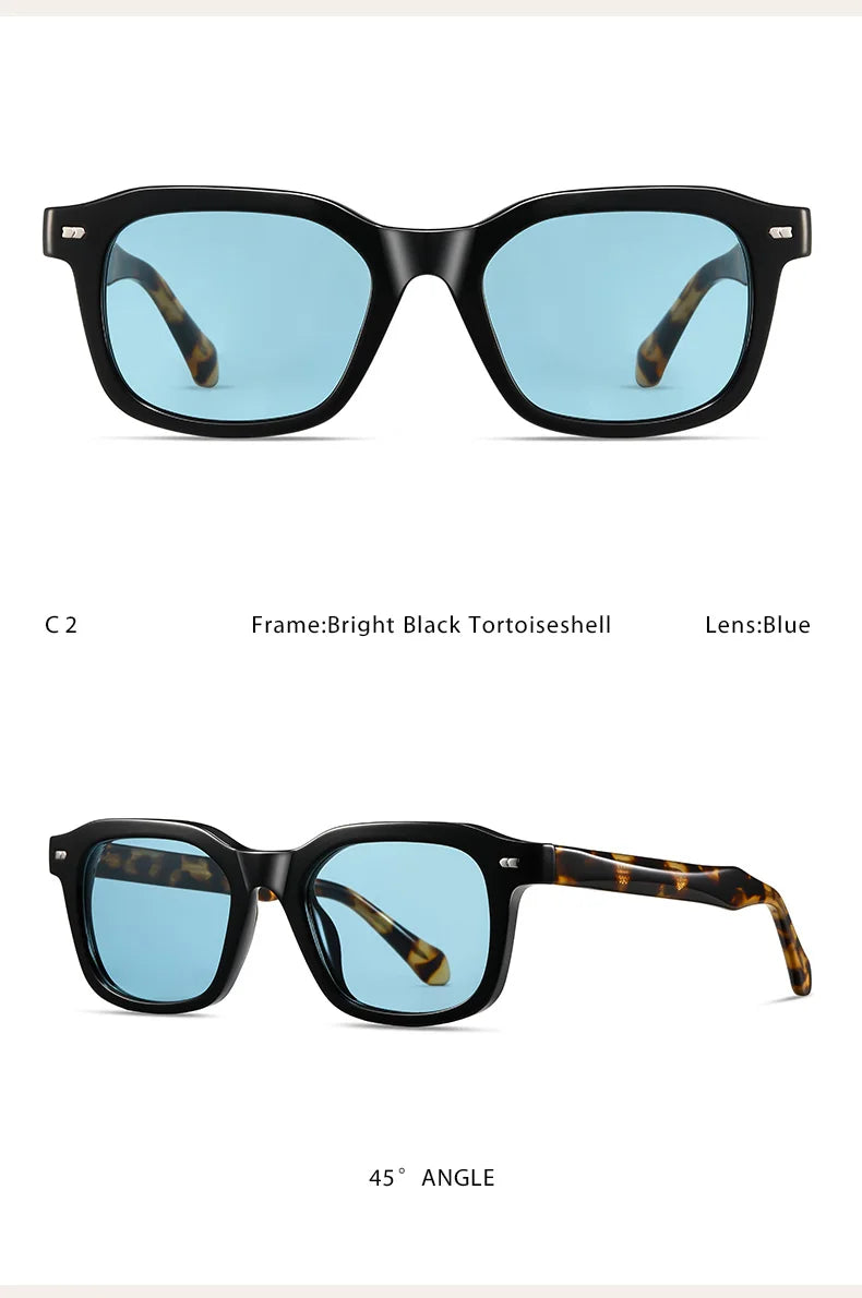 Men Polarized Sunglasses UV400 Square Acetate Eyeglasses Frames Anti Glare Goggles Fishing Cycling Hiking Golf Camping Sports