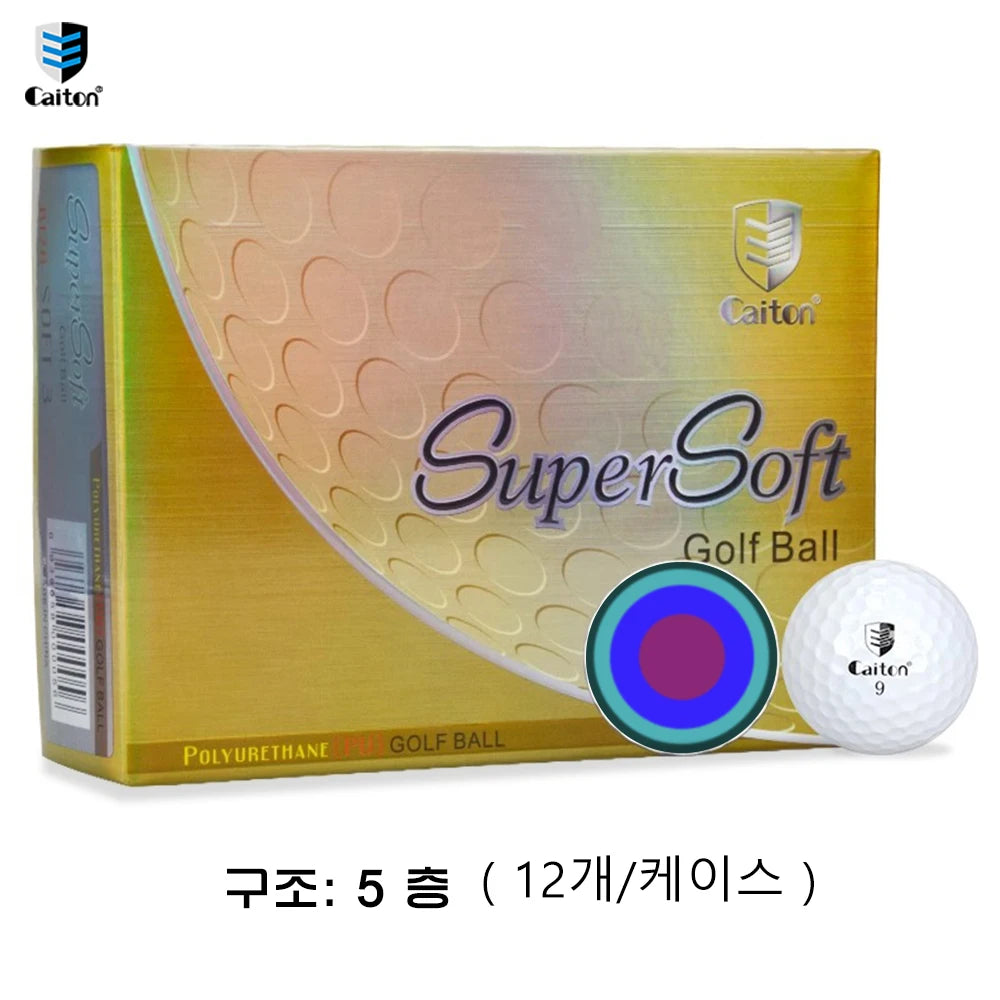Caiton 12Pcs SuperSoft Golf Balls Polyurethane Cover Low Drag Distance Soft Feel Stable Flight Spin Control Practice Play Balls