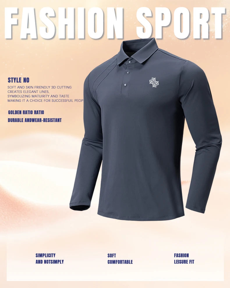 SBWL Autumn and winter fashion golf outdoor sports long sleeve stand collar T-shirt running fitness breathable base shirt Tops