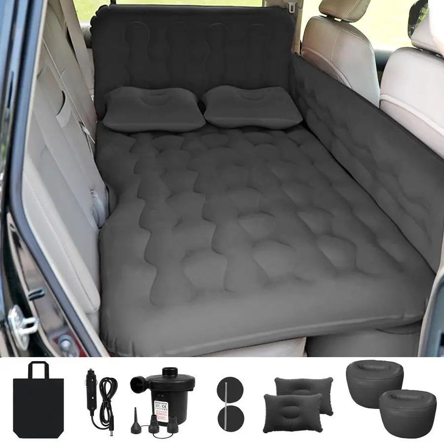 Car Bed SUV Air Mattress, Car Air Mattress with Electric Pump, 2 Inflatable Pillows and 2 Footrests for Back Seat, Side Seat,Tru