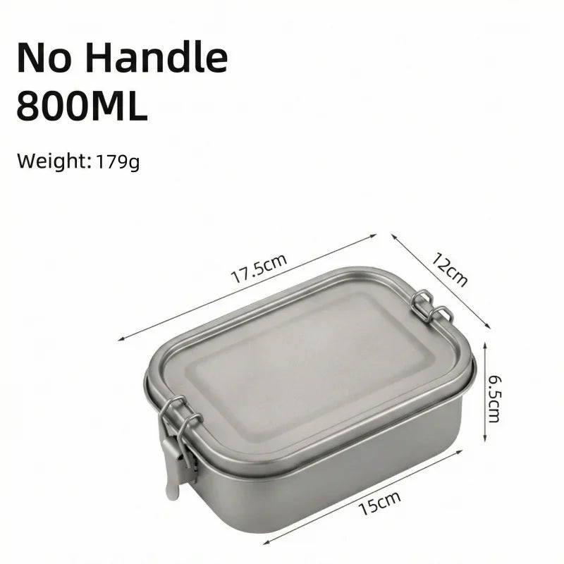 Titanium Lunch Box with Lid and Folding Handle Leak Proof Lightweight Outdoor Camping for Backpacking Hiking Picnic Travel