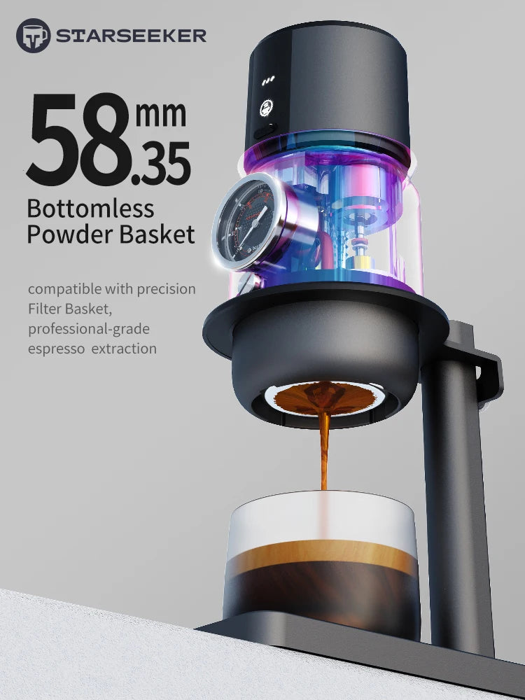 STARSEEKER Super58 Portable coffee machine: Top Espresso for Travel/Camping/Car. Inc. Bracket & Tamper