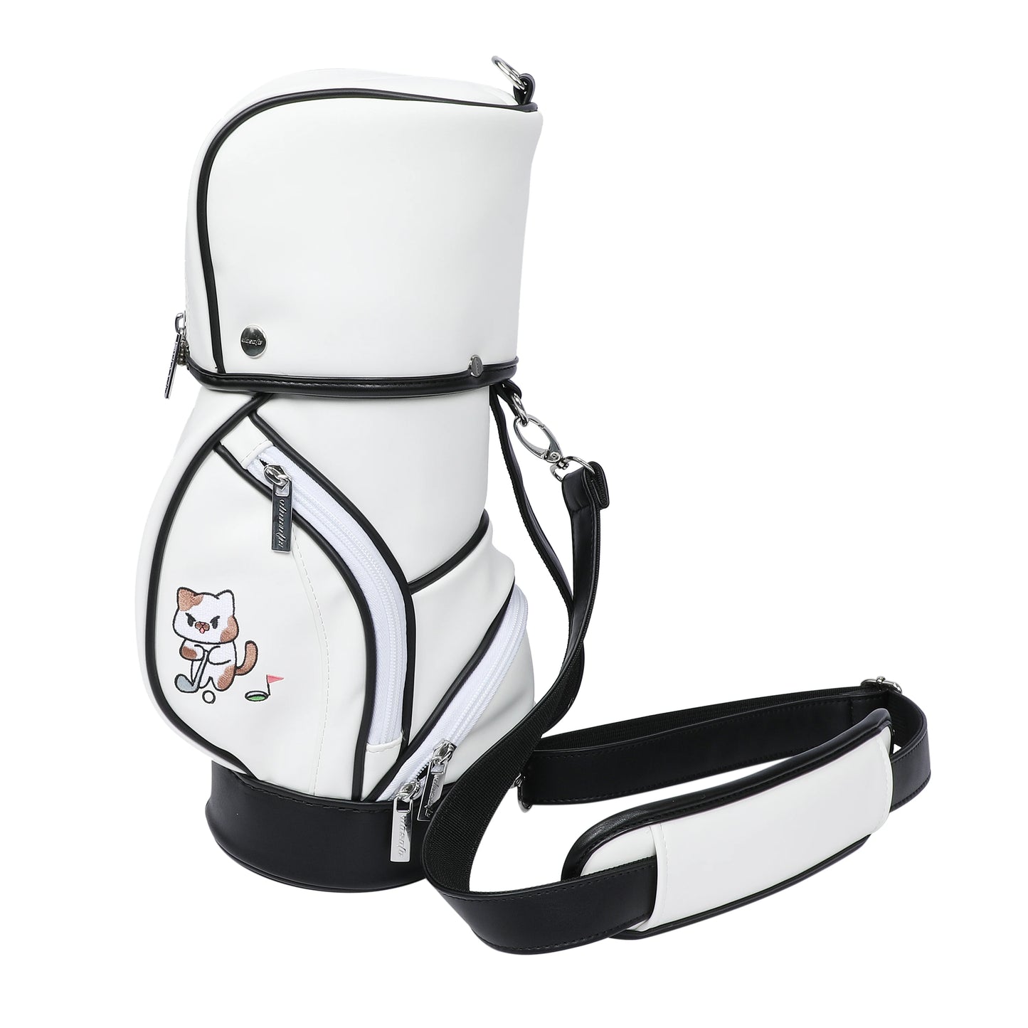 1 PC Women's Golf Bag, Cartoon Embroidered Golf Park Bag, PU Material, Portable Golf Gear Storage Bag, Mini Golf Accessory Pouch