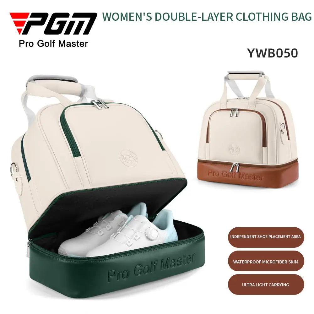 PGM Women’s Golf Clothing Bag Double layered Independent Shoe Bag Ultra-light Waterproof Travel Handbag YWB050