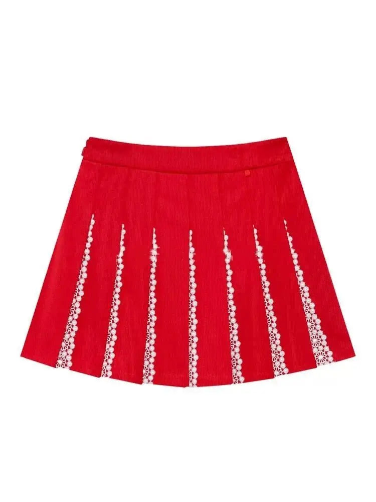 New Arrival: Women's Casual Golf Wear - Fashionable Color-Blocked Pleated Skirt for Outdoor Activities