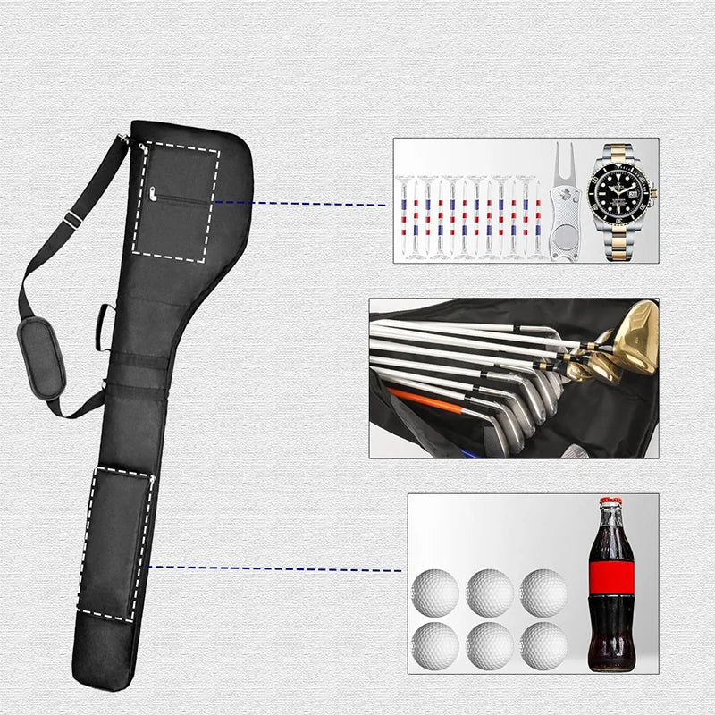 Golf Sunday Bag Golf Club Bag Mini Golf Bag Training Practice Golf Bag Travel Case Foldable
