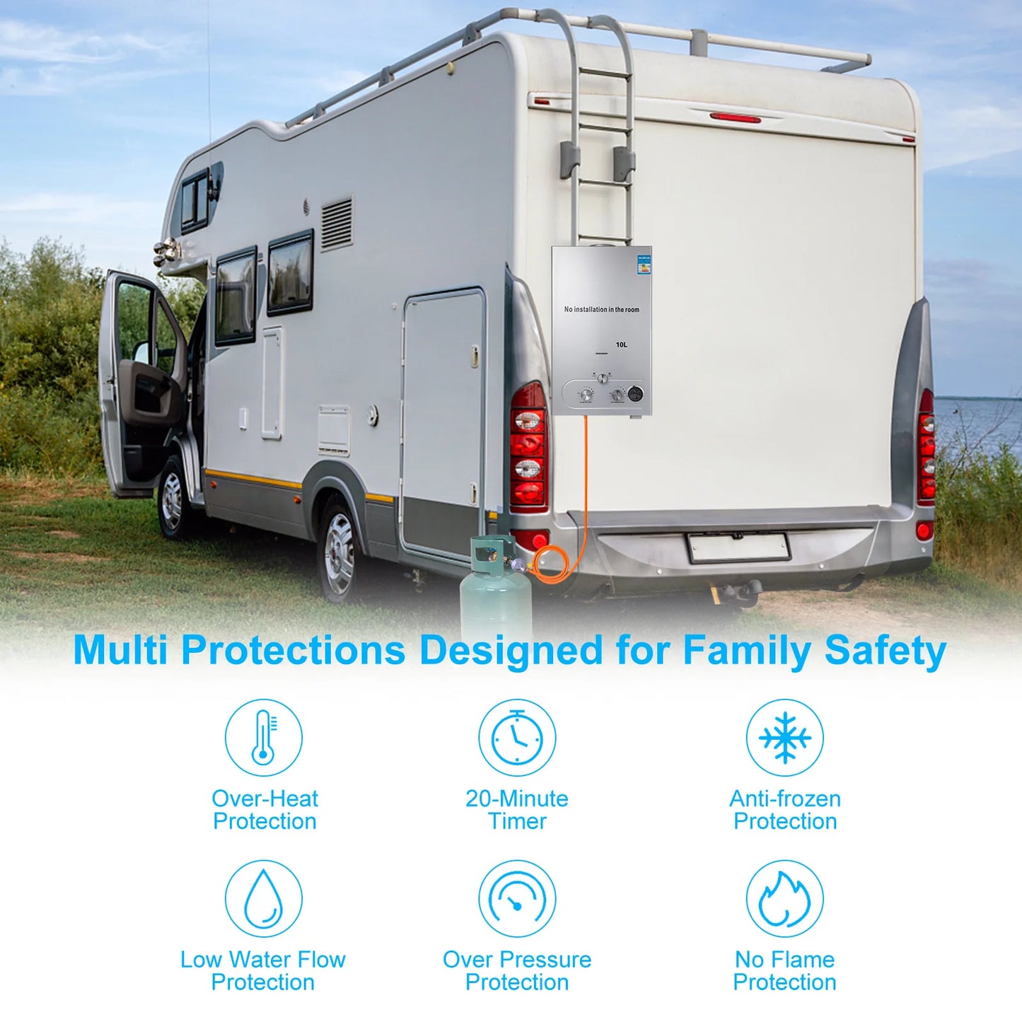 VEVOR LPG Gas Hot Water Heater 6L/8L/10L/12L/16L/18L  Boiler Home Appliance Water Heater With Shower Kit  For Home or Camping