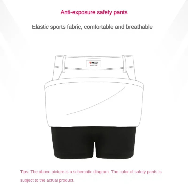 PGM Women's Golf Skirt Summer Quick-drying Sports Skirt Elastic Belt Bright Diamond Pleated Skirt QZ088