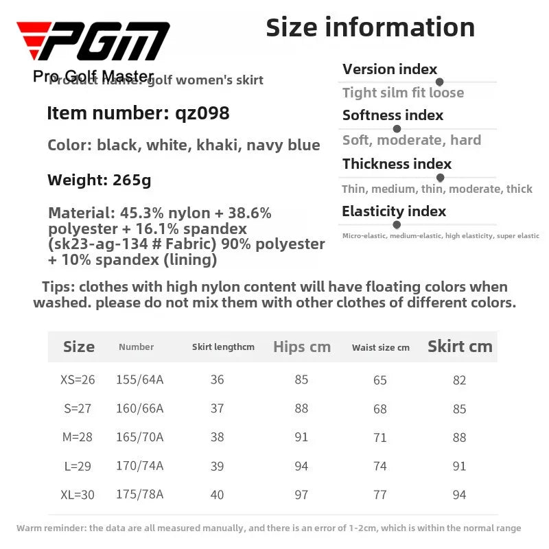 PGM Women Golf Skirt Summer Hip Wrap Breathable and Slimming QZ098