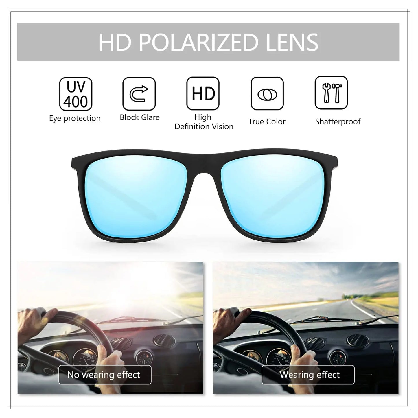 ZENOTTIC Square Polarized Sunglasses for Men Ultralight Carbon Fiber Sun Glasses Driving Fishing Golf Sports UV400 Protection