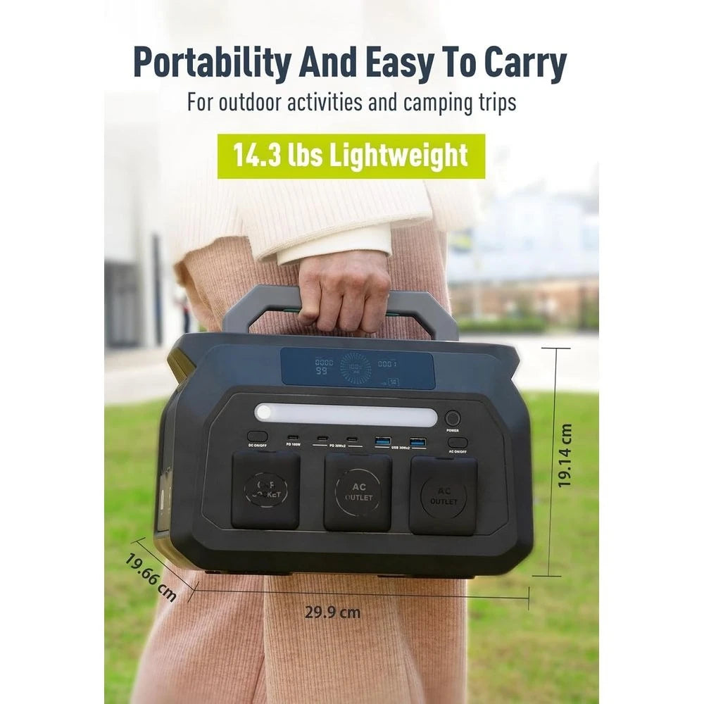 Portable 800W Power Station with 512Wh LiFePO4 Battery, 1-Hour Fast Charge, Ideal for Home, Camping & Emergency Use