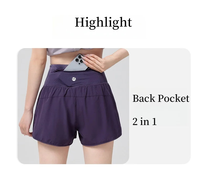 DRUR Sports Shorts Summer Lightweight 2 in 1 High Waist Gym Shorts With Pocket Golf Wear Women Running Short Pants Activewear
