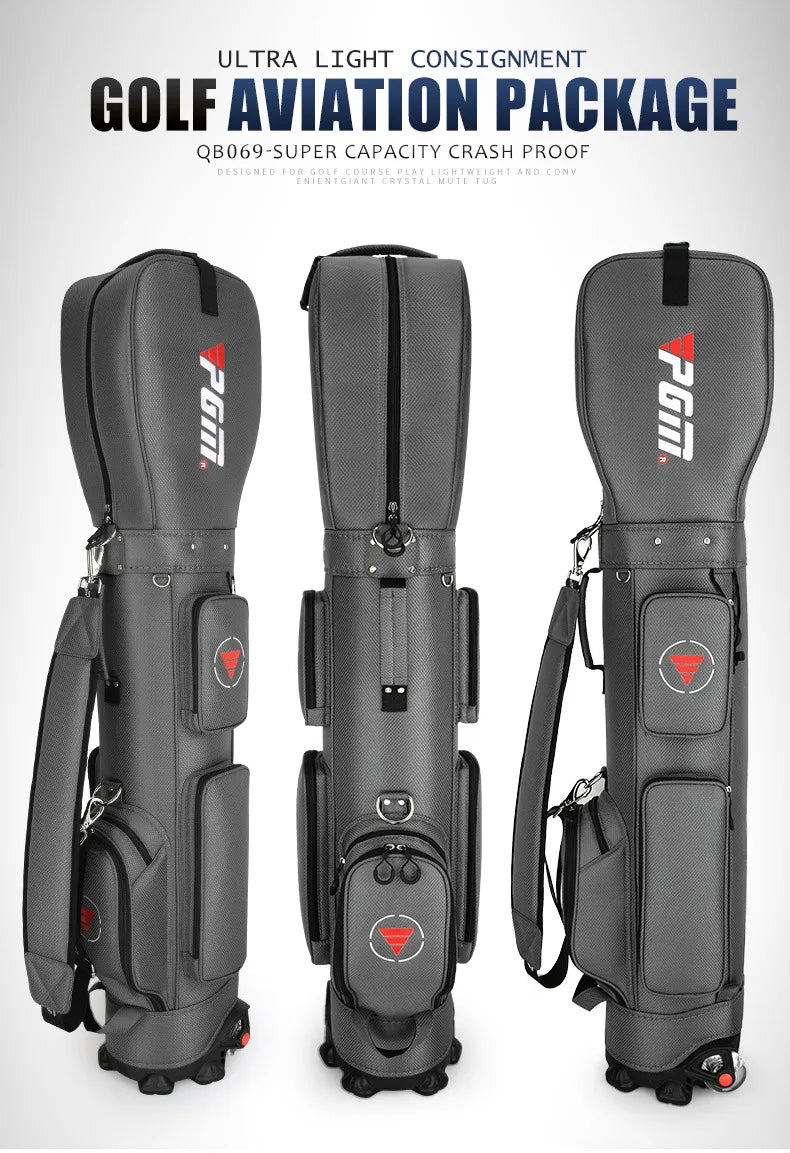 PGM Golf Bag with Wheels Ultra-light Sport Standard Golf Bags Large Capacity Golf Aviation Ball Storage Multifunctional QB069