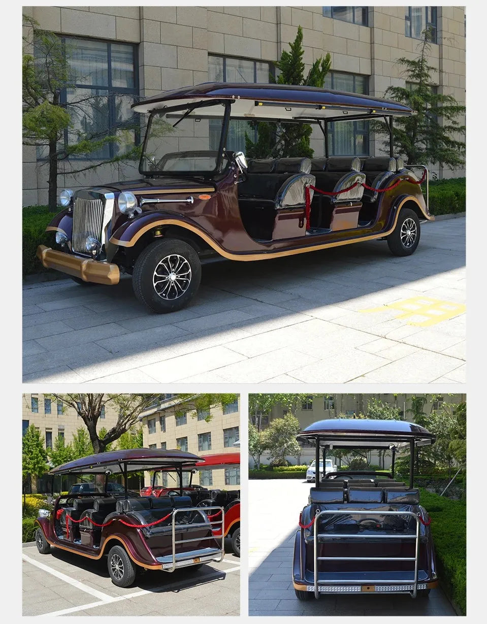 New High Quality 5/8/11/14 Passenger Retro Electric Vintage Car Adult Sightseeing Classic Golf Cart