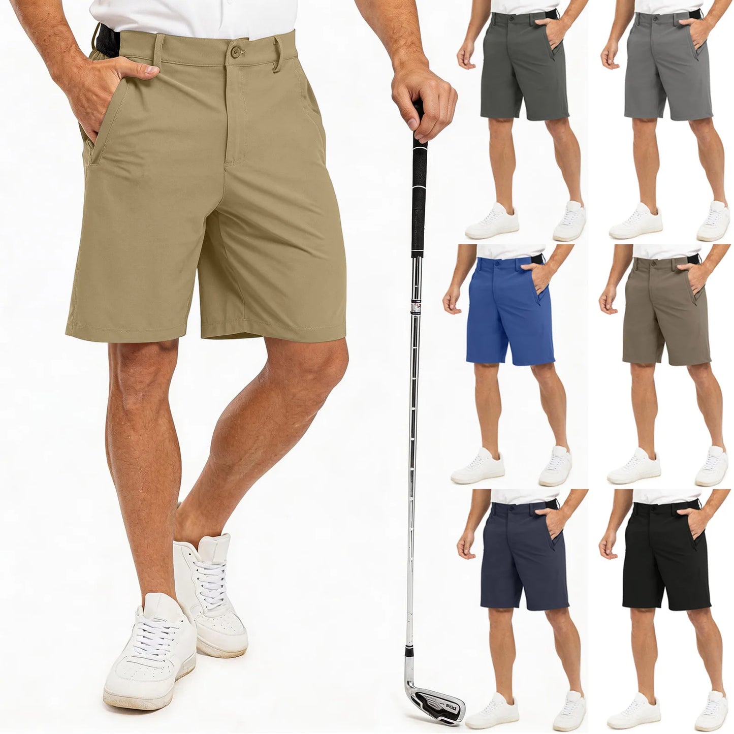 Men's Golf Shorts, Five-point Pants,Work And Casual Straight-leg Shorts, Lightweight Quick-drying Outdoor Sports Bermuda Shorts‌