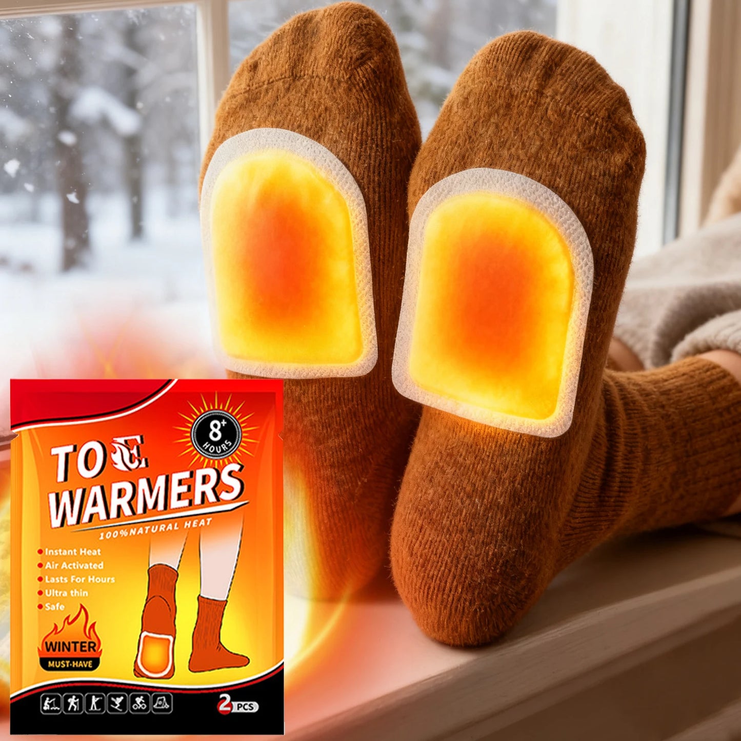 20 Pair Disposable Feet Warmers Up To 8 Hours of Heat Heat Pack Easily Apply with Adhesive for Outdoor Work Sports Activities