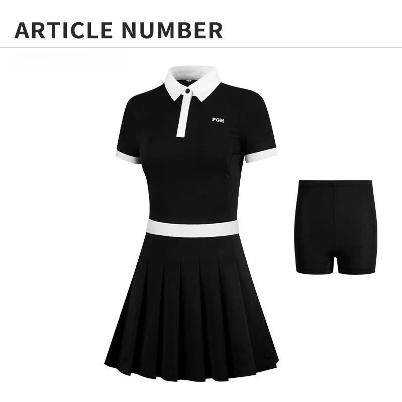 PGM Women's Golf Dress Summer Slim Fit Sports Pleated Skirt with Anti Glare Shorts QZ078