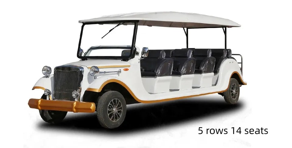 New High Quality 5/8/11/14 Passenger Retro Electric Vintage Car Adult Sightseeing Classic Golf Cart