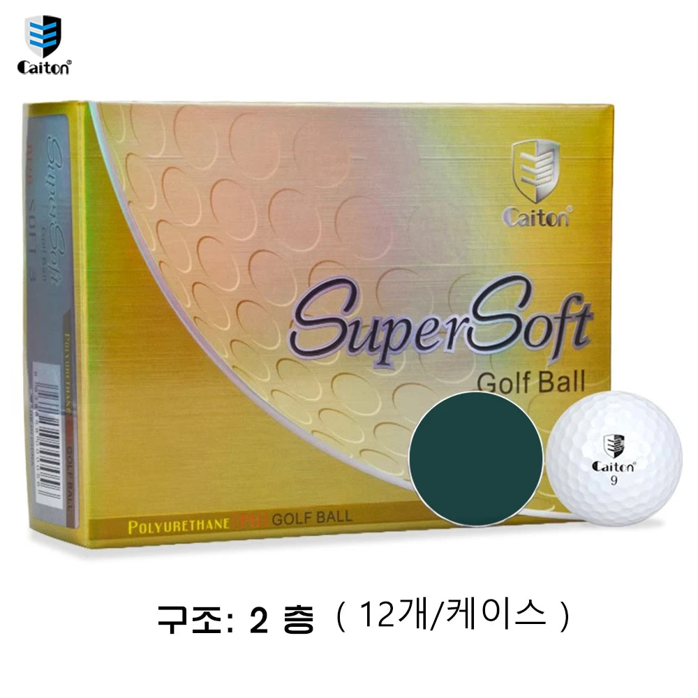 Caiton 12Pcs SuperSoft Golf Balls Polyurethane Cover Low Drag Distance Soft Feel Stable Flight Spin Control Practice Play Balls
