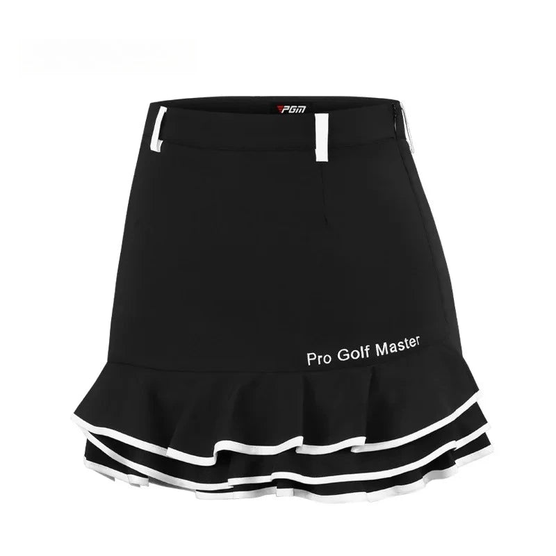 PGM Women Golf Short Skirt Quick Dry Breathable Ladies Girls Fashion Fishtail Skirts Black White XS QZ080