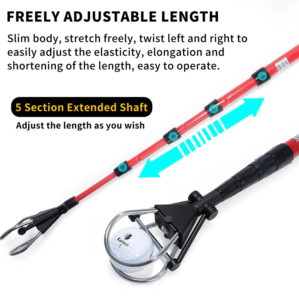 6FT/15FT Golf Ball Retriever, Telescopic Aluminum Pole, Durable and Lightweight, Easy to Use, Ideal for Quick Ball Retrieval