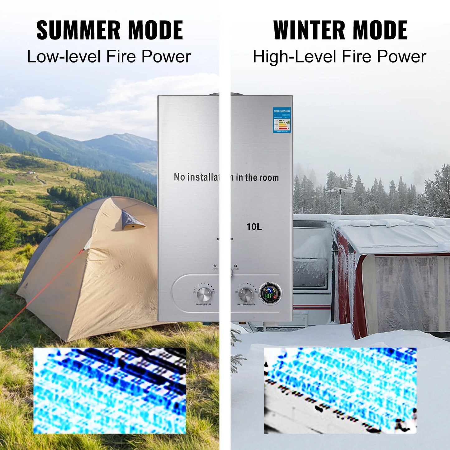 VEVOR LPG Gas Hot Water Heater 6L/8L/10L/12L/16L/18L  Boiler Home Appliance Water Heater With Shower Kit  For Home or Camping