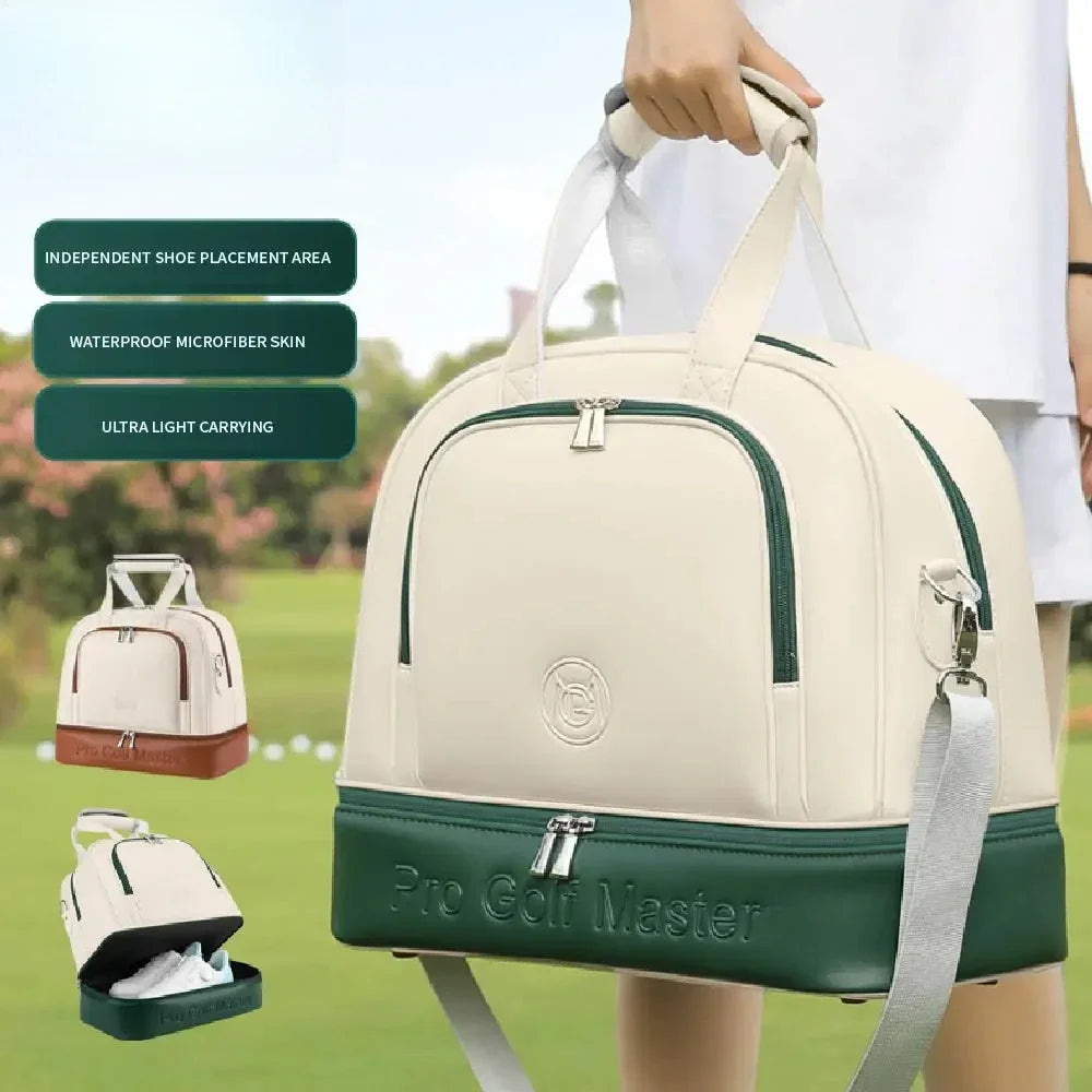 PGM Women’s Golf Clothing Bag Double layered Independent Shoe Bag Ultra-light Waterproof Travel Handbag YWB050