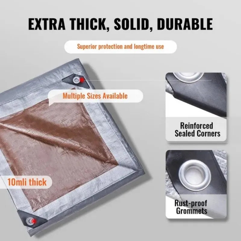 VEVOR Tarp Waterproof 16x20 ft, Plastic Poly Tarp Cover 10 Mil, Multi Purpose Tear UV and Temperature Resistant Outdoor Tarpauli