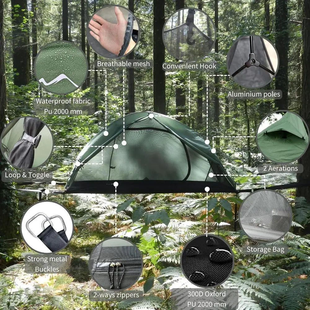 All-Weather Waterproof Hammock Tent with Mosquito Net for Camping - Lightweight, Fly-Proof Shelter for Adults