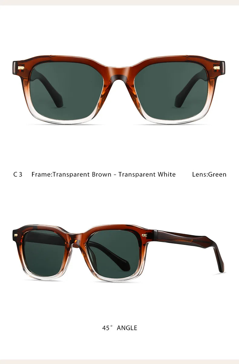Men Polarized Sunglasses UV400 Square Acetate Eyeglasses Frames Anti Glare Goggles Fishing Cycling Hiking Golf Camping Sports