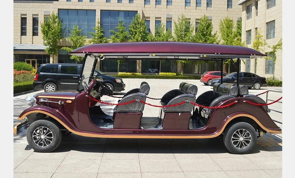 New High Quality 5/8/11/14 Passenger Retro Electric Vintage Car Adult Sightseeing Classic Golf Cart