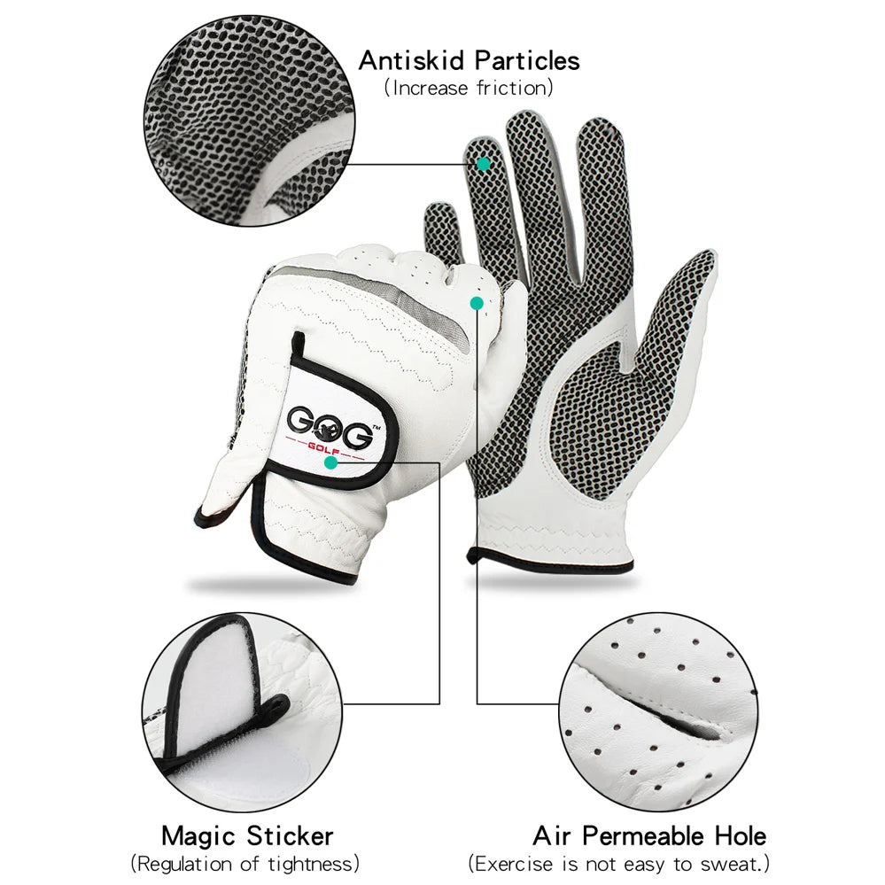10pcs/5Pairs Golf Gloves Genuine Sheepskin leather Men Non-slip Sports gloves Left Right Hand For Golfer Men's Breathable