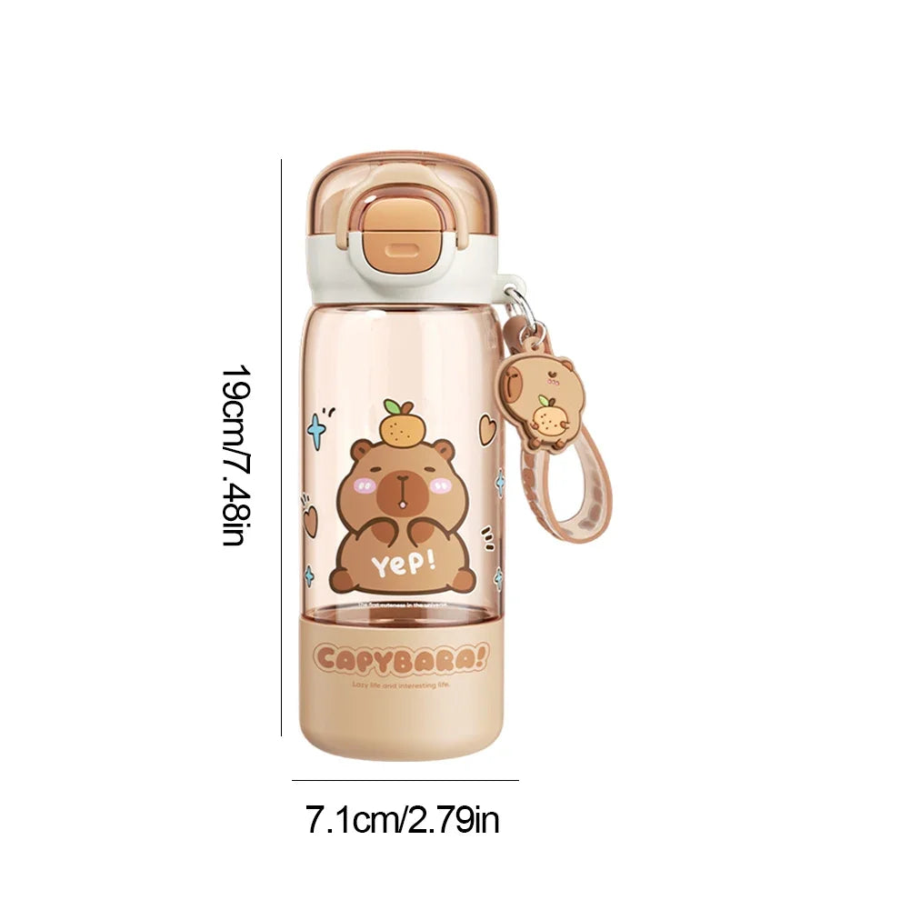 600ML Drink Water Cup Capybara Cartoon Water Bottle Double Drink Portable Large Travel Tumbler Leakproof Plastic Kapibara Cup